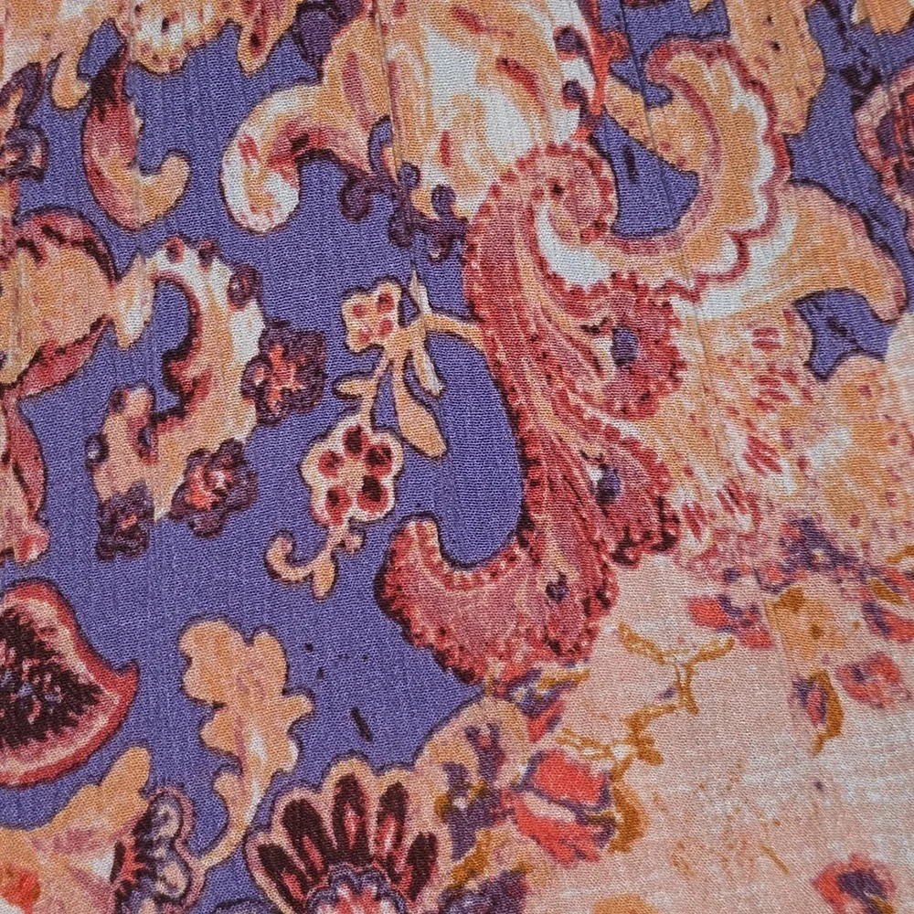 Myra Bag V-Neck A-Line Orange Purple Floral Elastic Waist Dress Womens Size L - Picture 15 of 16